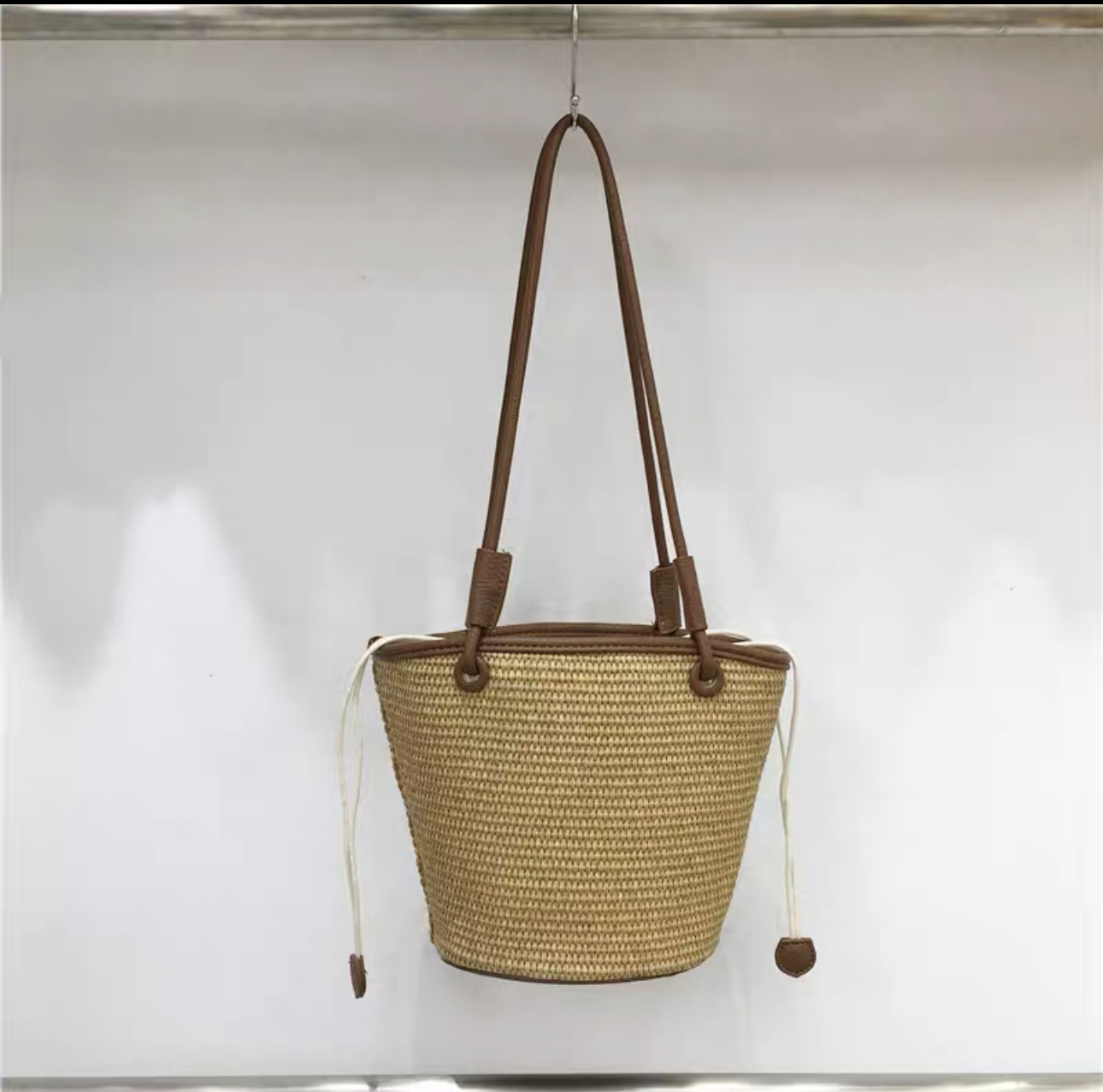 STRAW BAG MINI BROWN